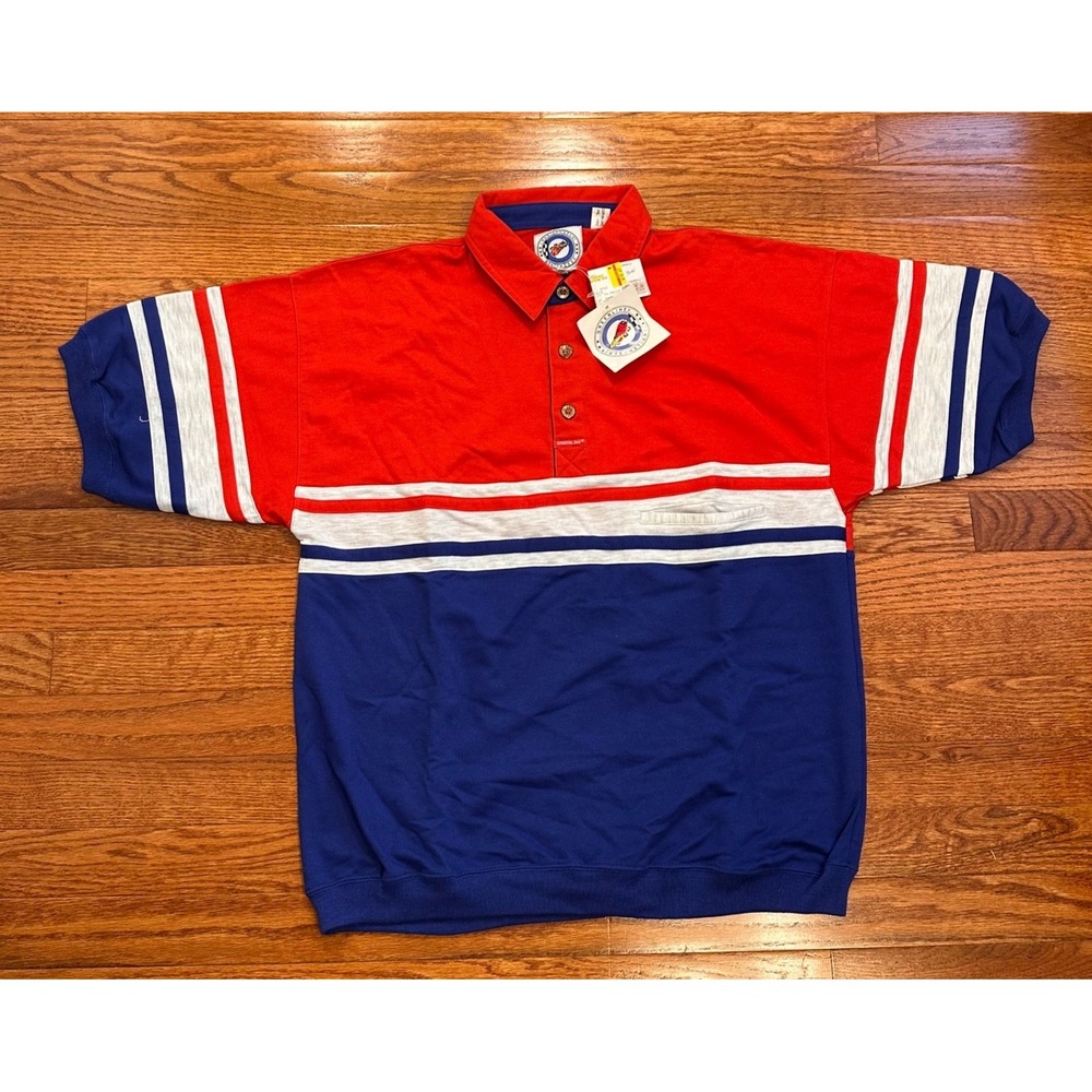 New Vintage Greenline International Colorblock Polo Shirt Mens Medium 90s Retro